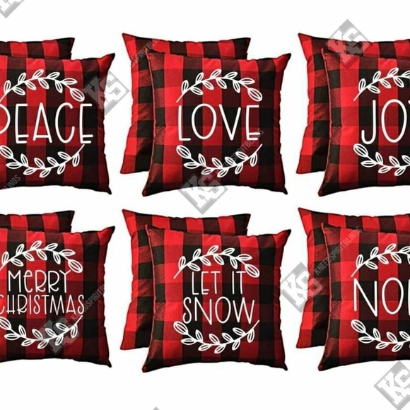 Buffalo Plaid Christmas Spirit Pillow‎ Cover - Peace - Picture 1 of 1